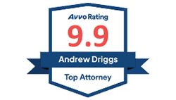 AVVO badge: 9.9 stars rating, presented to attorney Andrew Driggs - Driggs Immigration Law