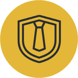 Shield with tie inside symbolizing experience - Driggs Immigration Law