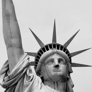 Statue Of Liberty Head Black And White - Driggs Immigration Law